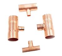 JRXFXEKW 1PC 12.7x9.52x12.7mm Reducer Pure Copper End Feed Reduce Tee 3 Ways Weld Pipe Adapter