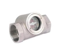 JRXFXEKW 2" BSPP Female 304 Stainless Steel Window Sight Flow Indicator with Impeller 2.5 Mpa