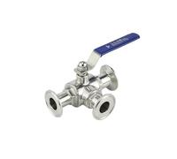 JRXFXEKW 3/4" 19mm 304 Stainless Steel 3 Way L Port Ball Valve 1.5" Tri Clamp Ferrule Type for Homebrew Diary Product