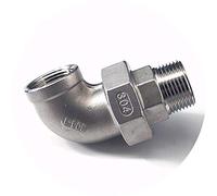 JRXFXEKW 304 Stainless Steel Elbow 1/4" 3/8" 1/2" 3/4" 1" 1-1/4" 1-1/2" 2" BSPT Female Male Live Joint Water Gas Oil Water Pipe Fittings(F-M Live Joint,1-1/4")