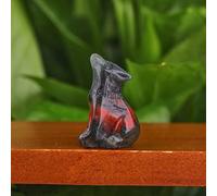 JRXFXEKW 30mm gemmes Loup Cristal Quartz Elfe Animaux Artisanat Figurine décoration de la Maison Statue Sculpture Cadeau (Color : African Blood)