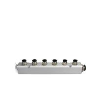 JRXFXEKW 30x30mm G1/4" Out G1/2" in 6 Way Pneumatic Fitting Air Manifold Block Splitter