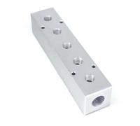 JRXFXEKW 40x40mm G1/2" in G1/4" Out 5 Way Pneumatic Air Solid Aluminum Manifold Block Splitter