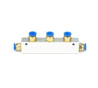 JRXFXEKW A Kit Push Fit 8mm 3 Way Pneumatic Air Manifold Block Splitter with Couplers