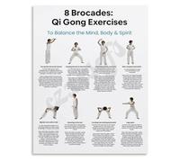 JRXFXEKW Classical Ba Duan Jin Qi Gong Poster Exercise Flow Chart for Balance Tai Chi Room Wellness Art(Framed,16x24inch(40x60cm))