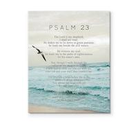 JRXFXEKW Coastal Psalm 23 Wall-Art, The Lord is My Shepherd Scripture on Peaceful Beach Canvas, Inspirational Christian Decor for Home, Office and Prayer Space(Unframed,16x24inch(40x60cm))