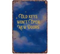 JRXFXEKW Deep Thought Metal Tin Sign Keys Wont Open Doors Success Saying For Living Room Library Reading Nook 8 X 12 inch