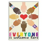 JRXFXEKW Equality Diversity Inclusion Poster: Everyone Is Welcome Here for Classroom and Home Wall-Art(Unframed,08x12inch(20x30cm))