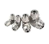 JRXFXEKW LOT 2 Quick Fit Tube O.D 4/6/8/10/12/14/16mm Equal Elbow Nickel Brass Pipe Fitting(6x4mm)