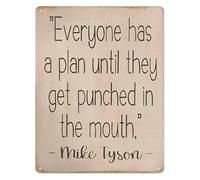 JRXFXEKW Man Cave Metal Tin Sign Everyone Has a Plan Until They Get Punched in the Face Funny Boxing Quote Wall Decor Home Gym Gift 8 X 12 in