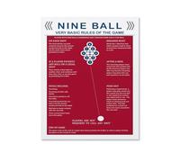 JRXFXEKW Nine Ball Billiards Rules Poster - Educational Canvas Print for Game Room & Bedroom Decor(Framed,08x12inch(20x30cm))