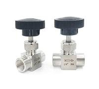 JRXFXEKW Pipe Connector 2pcs SS 304 Stainless Steel Valve 1/8" 1/4" 3/8" 1/2" BSP Equal Female Thread Flow Control Shut Off Needle Valve (Specification : 1/4")