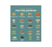 JRXFXEKW Vegetarian Protein Sources Poster Plant Based Food Guide Chart for Vegan Kitchen Decor and Nutritionist Office Art(Framed,16X24inch(40X60cm))
