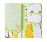 JRYGAC 10,5×20,5 CM Note Autocollante en Forme de Chat Mignon, Marque Page Adhesif, Drôles Kawaii Sticky Notes Fantaisie Stationnaires, pour Bureau, École, Réfrigérateur (9 Styles)