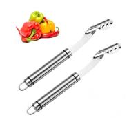 JRYGAC 2 Pièces Vide-Poivre pour Légumes, Acier Inoxydable évideur de Cuisine pour Poivrons, Vide-Piment avec Sharp Edge Gadget, pour la Cuisine ou le Gril Sortant, Piments, Concombres