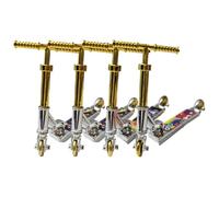 JRYGAC 4 Pièces Mini Vélos, Finger Scooter à Doigts, Doigt Scooter Scooter Set, Mini Scooters pour Entraînement et Loisirs, Jouet de Jouets Educatifs Jouets Fête pour Enfant Adultes(Tête Dorée)