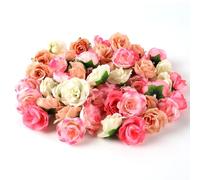 JRYGAC 80 PCS Têtes de Roses Fausses Fleurs Rose Rose Artificielle Capitules Tete Fleur Faux Plante Artificielle Decoration, pour DIY Guirlande de Mariage Bouquet fête décor de Maison (4 Couleurs)