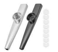 JRYXDS 2 Pièces Flauto Kazoo Instrument De Musique Enfant Avec 8 Pièces Membranes Diaphragme Cazou Kazoo Métal Kazooaccompagnement Instrumental, Kazu Pour Enfants Et Adultes, Noir Argent