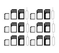 JRYXDS 4 In1 Sim Nano Adaptateur De Carte, 6 Set Adaptateur De Carte Pour Nano-Sim, Adaptateur Sim Et Epingle D'Ejection, Pour Smartphones