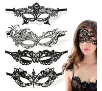 JRYXDS 4 Masque Venitien Femme,Masque Bal Masqué, Carnaval Deguisement VéNitien Masque de Fête,Bal Sexy, pour bal masqué en dentelle homme et femme