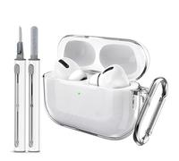 JRYXDS Compatible Avec Airpods Pro 3 Coque,Témoin Led Visible,Avec Porte-Clés Et Stylo De Nettoyage.(Transparent Noir)