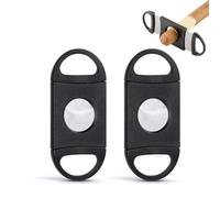JRYXDS Coupe Cigare, 2 Pcs Coupe-Cigare Classique En Acier Inox, Coupe-Cigares Double Lame Outils À Cigares, Ciseaux Coupe Cigare Cigarette De Poche Double Guillotine, Noir