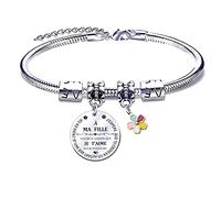 JRZDFXS Bracelet Femme Je T'aime Ma Fille - Cadeau d'Anniversaire pour Enfant et Ado avec Pendentif