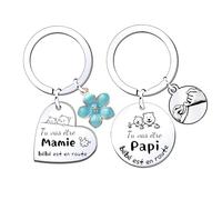 JRZDFXS Cadeau annonce grossesse papi et mamie Porte-clés 2 Pièces Porte-clés Cadeaux Noël cadeau futur grand parent papy annonce grossesse originale grand parent mamie papi naissance surprise (3)