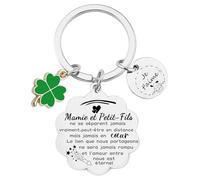 JRZDFXS Cadeau Mamie Petit fils Porte Clef Ado Garçon Idee Cadeau Naissance Garçon Cadeau Noël petit-fils homme anniversaire 18 ans (Mamie et petit fils)