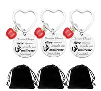 JRZDFXS Cadeau Professeur Porte Clef Maitresse D'Ecole Fin D'Annee, Atsem, Directrice, Assistante Maternelle et Maître D'école