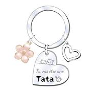 JRZDFXS Cadeaux de Noël Tata Porte-clés Cadeau- tu vas etre une tata de compet' - Porte-clés de de Tata Cadeau de fête des mères Femmes au foyer Cadeaux d'anniversaire Cadeaux de Famille