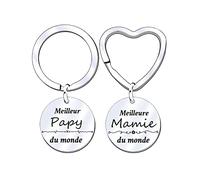 JRZDFXS Cadeaux Noël Mamie Papy Porte-clés 2 Pièces Porte-clés Cadeau Idée Cadeau Grand Parents Fete Des Grand Mere Anniversaire Noel Meilleur Mamie&Papy Du Monde cadeau des grands-parents