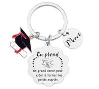 JRZDFXS Porte clé Merci Maîtresse en cadeau maîtresse école - cadeau de fin d'année scolaire - porte clés cabochon breloque coeur « maitresse super chouette » (12)