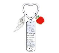JRZDFXS Porte clé Merci Maîtresse en cadeau maîtresse école - cadeau de fin d'année scolaire - porte clés cabochon breloque coeur « maitresse super chouette » (14)
