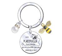 JRZDFXS Porte clé Merci Maîtresse en cadeau maîtresse école - cadeau de fin d'année scolaire - porte clés cabochon breloque coeur « maitresse super chouette » (6)