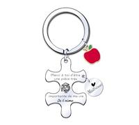JRZDFXS Porte clé Merci Maîtresse en cadeau maîtresse école - cadeau de fin d'année scolaire - porte clés cabochon breloque coeur « maitresse super chouette » (13)