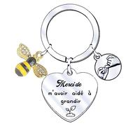 JRZDFXS Porte clé Merci Maîtresse en cadeau maîtresse école - cadeau de fin d'année scolaire - porte clés cabochon breloque coeur « maitresse super chouette » (4)