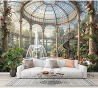 JRZEOCI Papier Peint Panoramique Architecture Rétro Européenne Jardin Sous Serre | Fresque Murale Pour Salon, Chambre, Restaurant, Décoration Murale Beige Blanc, Poster Mural 400x280cm