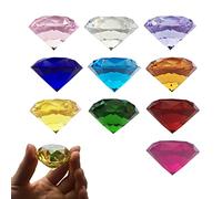 Jrzyhi 10 pcs Grand Enfants Diamant Jouet Décoratif Diamant Gemmes Ensemble Acrylique Gem Jouet Coloré Trésor Bijoux Pirate Chasse Au Trésor Jouet Diamants en Plastique pour Noël Mariage 40mm
