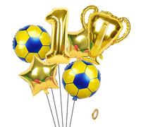 Jrzyhi Football Anniversaire Décorations Ballons Numéro 1 Numéros Ballon Doré Trophée Gonflable Jouet Étoile Ballon Doré Football Jeu Thème Fête Décoration pour Enfants Garçons Fête d'anniversaire