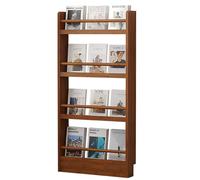 JS Ellie Bibliothèque étroite derrière la Porte, bibliothèque Ultra-Mince Multicouche en Bambou, adaptée à la Chambre à Coucher, au Bureau, à la Chambre d'enfants, au Salon 4tier 50cm