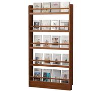 JS Ellie Bibliothèque étroite derrière la Porte, bibliothèque Ultra-Mince Multicouche en Bambou, adaptée à la Chambre à Coucher, au Bureau, à la Chambre d'enfants, au Salon 5tier 50cm