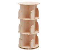 JS Ellie Bibliothèque rotative en Bois Massif, bibliothèque Ronde sur Pied, Grand Espace de Rangement, Convient pour Chambre, Salon, Bureau, Balcon 3tier 39cm