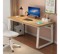 JS Ellie Bureau Simple et Moderne, Cadre en Acier épaissi pour Une Charge Stable, Beau Plateau de Table en Grain de Bois, Peut être utilisé pour Placer des Ordinateurs pour l'étude au Bureau