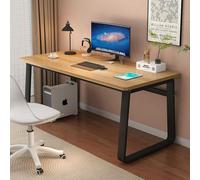 JS Ellie Bureau Simple et Moderne, Cadre en Acier épaissi pour Une Charge Stable, Beau Plateau de Table en Grain de Bois, Peut être utilisé pour Placer des Ordinateurs pour l'étude au Bureau