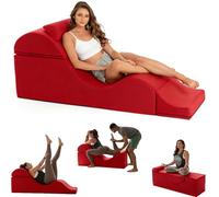 JS Ellie Canapé-lit Multifonctionnel pour Adulte, Chaise Convertible en Forme de S, expédition compressée, adapté au Yoga, à l'exercice et à la méditation Red