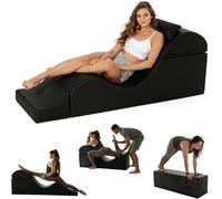 JS Ellie Canapé-lit Multifonctionnel pour Adulte, Chaise Convertible en Forme de S, expédition compressée, adapté au Yoga, à l'exercice et à la méditation Black