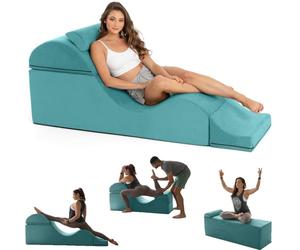 JS Ellie Canapé-lit Multifonctionnel pour Adulte, Chaise Convertible en Forme de S, expédition compressée, adapté au Yoga, à l'exercice et à la méditation Blue
