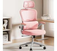 JS Ellie Chaise d'ordinateur Ergonomique avec Support Lombaire Qui s'adapte à la Courbe Lombaire, Appui-tête Confortable et accoudoirs réversibles, Peut être utilisée pour Travailler et étudier Pink