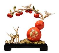 JS Ellie Décoration d'entrée de Style Chinois, en résine, avec des Statues de courge et de Kaki, impliquant Que de Bonnes Choses se produiront Chaque Jour, et est livrée avec Un Coffret Cadeau Orange